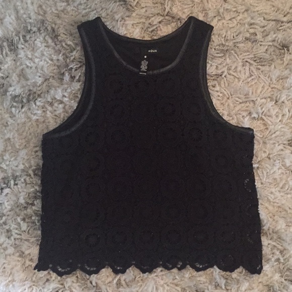 AQUA Cropped Lace Tank - Picture 1 of 4